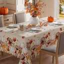 XCHI Fall Pumpkin Football Maple Leaves Tablecloth Rectangle Washable Table Covers for Home Party Decorations 60x120 Inch