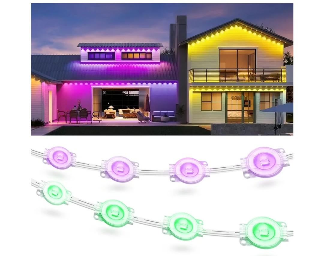 Fussion 200ft Permanent Outdoor Lights for House, 2025 Smart RGB LED Outside Lights with APP Remote Control, IP67 Waterproof Eternity Eaves Lighting for Christmas, Halloween, Holiday, Party, Daily