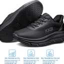 Men's Non Slip Work Shoes Waterproof Easy Slip Sneakers for Kitchen Restaurant Chefs Nurses with Arch Fit Support Orthopedic, 7.5, Plaid Black