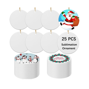 25 PCS Ceramic Sublimation Ornament Blanks Bulk 3 Inch White Round Crafts DIY Personalized Printed Christmas Home Porcelain Paintable Decorate