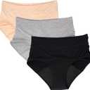 Evella Women’s Leakproof Incontinence Underwear – Washable Reusable Bladder Control Panties – 3-Pack Multicolor (Black, Beige, Grey), Large