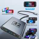 Switch 2 Dock,Portable USB C Docking Station with 4K@120Hz/PD 100W/1000M Ethernet/2 USB 3.0 Port,Aluminum Alloy Travel TV Dock for Switch/Steam Deck/ROG Xbox Ally X/Legion Go 1/2/S
