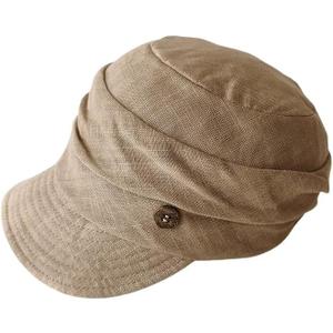 Women's Summer Slouchy Military Chemo Scally Newsboy Beanie Cap with Sun Protection (Brown)
