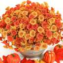 Alupssuc 20 Bundles Artificial Fall Flowers for Outdoors Decoration, UV Resistant Silk Colorful Morning Glory Realistic Faux Flowers Plants for Planter Porch Patio Yard Balcony, Fall Yellow&Orange