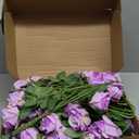90 Pcs Purple Velvet Rose Artificial Flowers with Long Stems, Fake Silk Roses Real Touch Fake Roses Florals for Birthday Wedding Bouquet Party Arrangement Decorations
