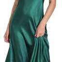 Summer Satin V Neck Backless Midi Dresses for Women 2025 Silky A line Formal Low Back Sleeveless Wedding Guest Long Dress