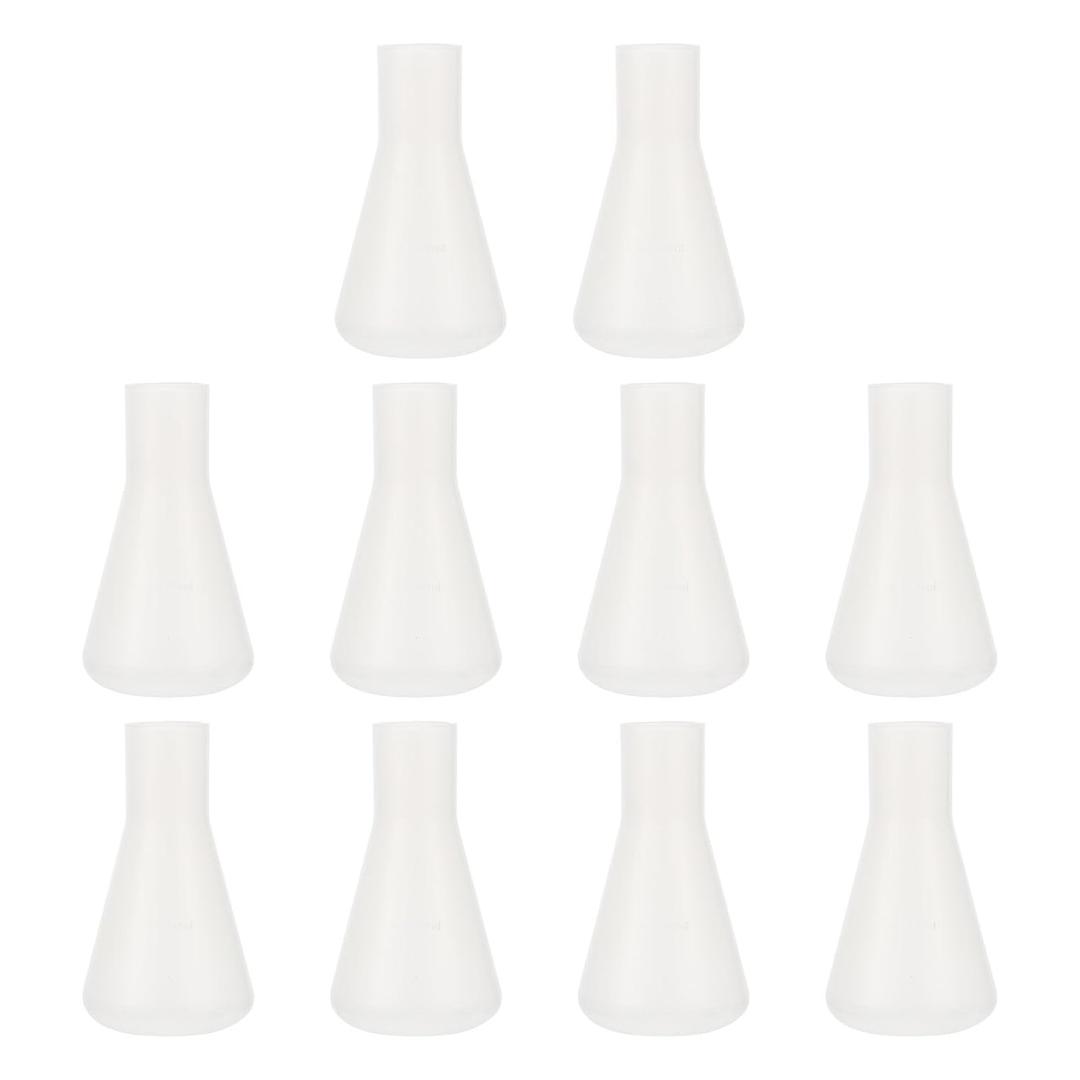 PartyKindom 10 Pcs Plastic Erlenmeyer Flask Set, 100ml Shatterproof Conical Science Flasks for Kids STEM Experiments, Classroom Education & Science Party Supplies