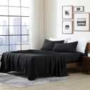 Cathay Home Essentials Ultra Soft Hypoallergenic Wrinkle Resistant Double Brushed Microfiber Bedding Sheet Set, Black, Twin