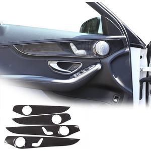 Carbon Fiber Style Interior Door Decoration Panel Cover Trims 4pcs For Mercedes Benz C Class W205 C180 2015-2021 Auto Accessories (Without Seat heating)