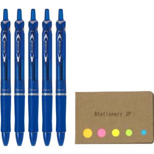 Pilot Acroball Retractable Advanced Ink Ball Point Pens, Fine Point 0.7mm, Blue Ink, Rubber Grip, 5-Pack, Sticky Notes Value Set