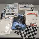 Birthday Decorations for Boys, Birthday Decorations Boy, Vintage Car Themed Backdrop Balloon Banner Boxes Crown Poster for Retro Blue First Party Supplies