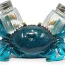 Hodao Sea Crab With Salt and Pepper Shaker Figurines Decoration Crab Set with Holder Figurine for Beach Bar or Tropical Kitchen Decor Table Decor By Home Gifts For Mom (Blue)