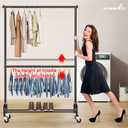 MISSLO Heavy Duty Clothing Racks for Hanging Clothes Rack Double Rod Garment Rack Rolling Closet Wardrobe Rack on Wheels, Metal, Adjustable, Black