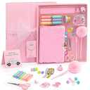 HAPPY LOLLI Pink LolliME DIY Journal Kit for Girls – 300+ Pieces! Lockable Fuzzy Diary, Markers, Stickers & Empowering Pages – Gift Box for Tweens & Teens – Creative Journaling Set