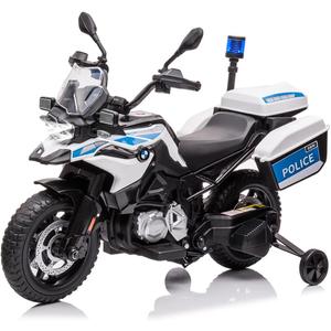 12V 7AH Kids Motorcycle, Ride On Police Motorcycle, Licensed BMW Kids Car with High/Low Speed, 2 Storage Boxes,Warning Lights and LED Headlights,Spring Suspension, Toys for Boys Girls (White)