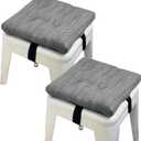 HFCNMY Bar Stool Cushions Square, 2 Pack Thick Square Seat Cushion Bar Stool Covers Kitchen Dining Chair Pads Padding with Ties Removable 12 in Gray