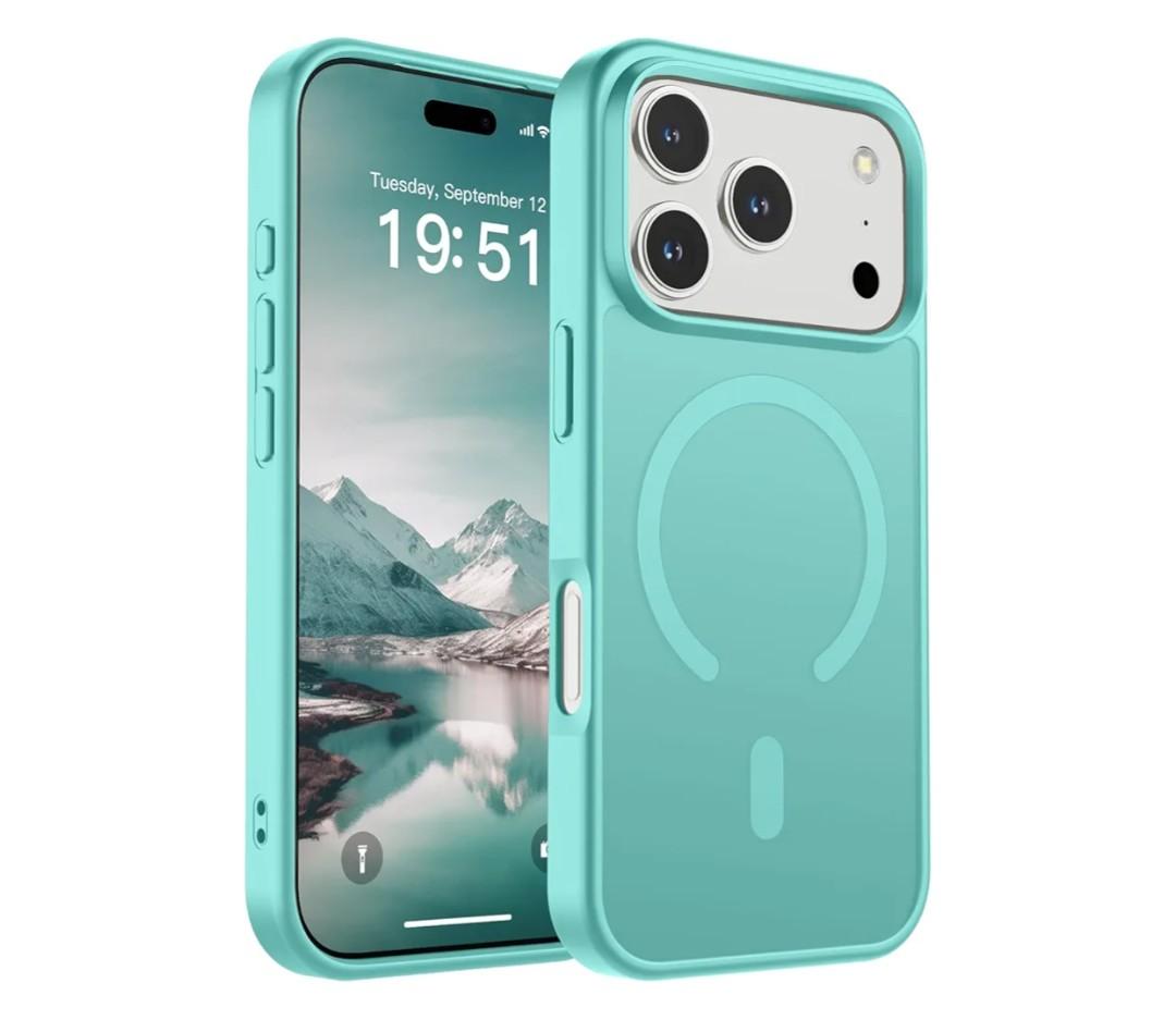 SUPFINE Magnetic for iPhone 17 Pro Case (Compatible with MagSafe)(Military Grade Drop Protection) Translucent Matte Shockproof with Anti-Fingerprint Phone Cover,Blue Green