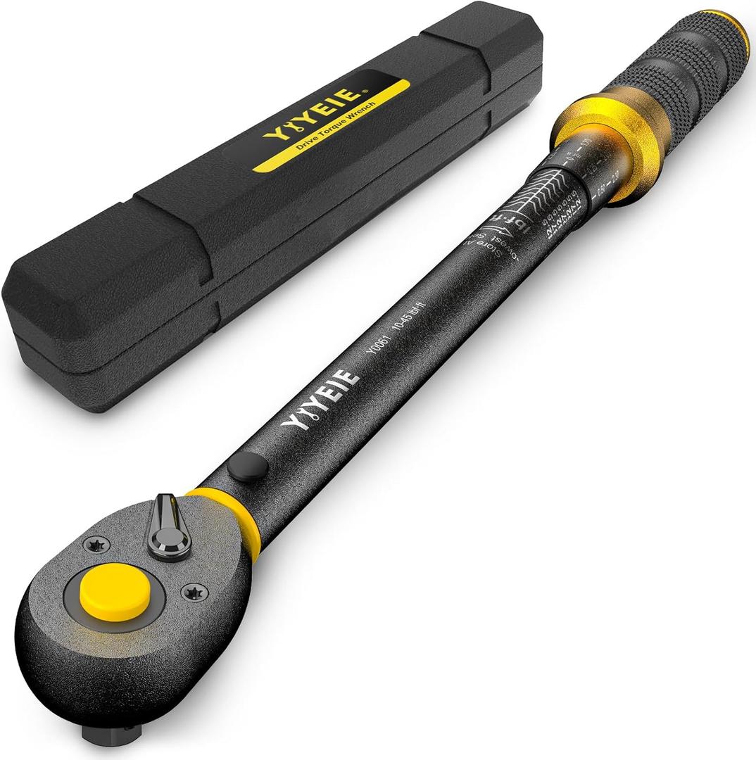 Upgrade 3/8" Drive Torque Wrench, 10-45 FT.LB/13.6-61 Nm, Click Torque Wrench for Bike, Motorcycle and Car Spark Plug, 3% High Accuracy, with Easy-to-Use Locking Ring