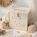 BreezeHug Light Pink Acrylic Wedding Card Box with Slot and Lock, 10 x 6 x 10 in Large Money Gift Box with DIY White Letters Cards Gifts/Thank You Letters, Baby Shower Graduation Birthday Party