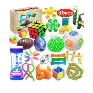 Scientoy Fidget Toy Set, 35 Pcs Sensory Toy for ADD, OCD, Autistic Children, Adults, Anxiety Autism to Stress Relief and Anti Anxiety with Motion Timer, Perfect for Classroom Reward with Gift Box
