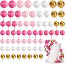 75 Pieces Cake Balls Topper Decorations Foam Cupcake Topper Mini Balloon Cake Topper Balls Cake Picks for Cake Deco Birthday Party WeddingRose Pink, Pink, Gold, White
