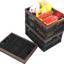 Kekow 15 L Black Plastic Collapsible Storage Basket, Folding Crates Storage, Set of 3