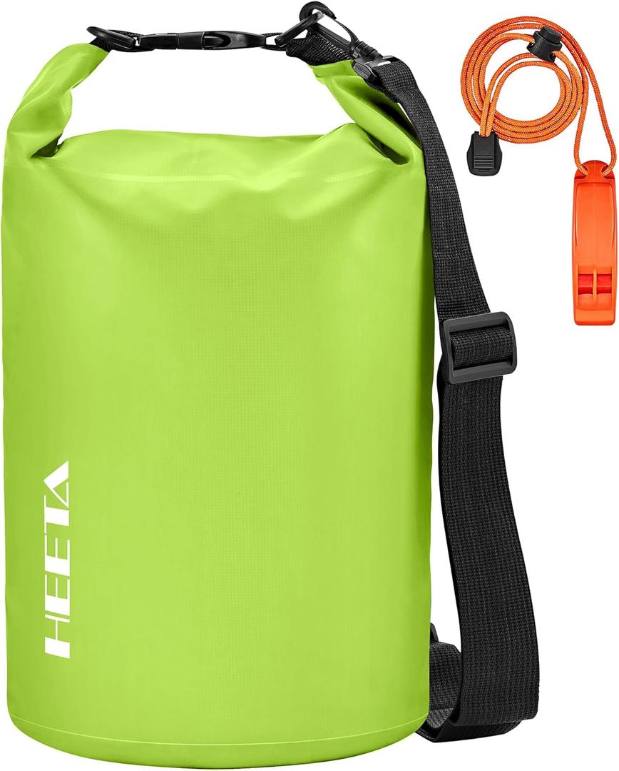 HEETA Waterproof Dry Bag for Women Men(Upgraded Version) 5L/10L/20L/30L/40L Roll Top Lightweight Dry Storage Bag Backpack with Emergency Whistle for Travel, Swimming, Boating, Kayaking, Camping, Beach (Lemon Green)