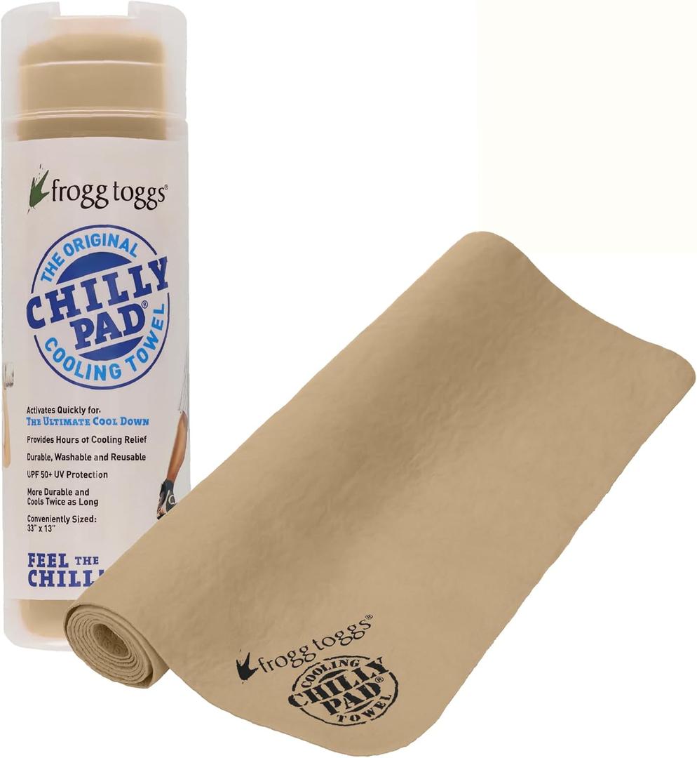 FROGG TOGGS Chilly Pad, Instant Cooling Towel, long lasting, reusable, Sports and Outdoors Neck Towel 33x13, Sand