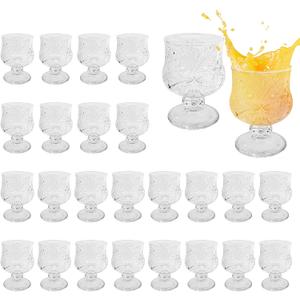 24 Pcs Shot Glass Bulk Set 1.5 oz Mini Cute Shot Glasses Cordial Glasses with Stem Sherry Glasses Clear Shot Glassware for Wine Liqueur Tequila Whiskey Beverage Wedding Party Bar Supplies