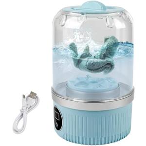 Mini Portable Washing Machine 1L, USB Rechargeable Cordless Compact Washer Deeply Chean Dishcloths, Socks, Baby Clothes, Kitchen Rags for Dorm, RV, Kitchen (No Plumbing Needed) (Blue)