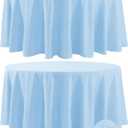 Fokitut 2 Pack Waterproof Round Tablecloth, 120 Inch, Stain Resistant and Wrinkle Polyester Table Cloth, Fabric Table Cover for Kitchen Dining, Wedding, Party, Holiday Dinner-Blue Mist