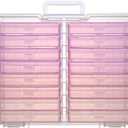 4""x6"" Photo Storage Box with Handle photo and craft keeper storage box 16 Inner photo case Large Gradient, Pink Series
