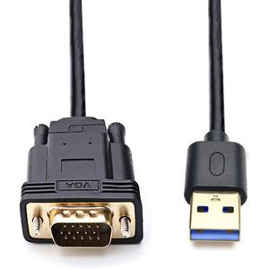 Herfair USB to VGA Adapter Cable (Built-in Driver) 3FT USB 3.0 Type A to 15-Pin D-sub VGA Converter with 1080P HD Output Support MacOS/Windows 10/8/8.1/7 Laptop Computer PC