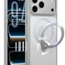 TORRAS Ostand Q3 Spin for iPhone 17 Pro Case with 360 Magnetic Stand, Fit for MagSafe, Built-in Kickstand, 4X Military-Grade Shockproof Phone Case for iPhone 17 Pro Translucent Silver, Camera Control