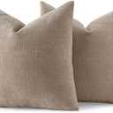 MIULEE Pack of 2 Decorative Throw Pillow Covers Soft Chenille Throw Pillows Solid Textured Cushion Covers for Couch Sofa Bedroom Living Room 20x20 Inch,Light Taupe