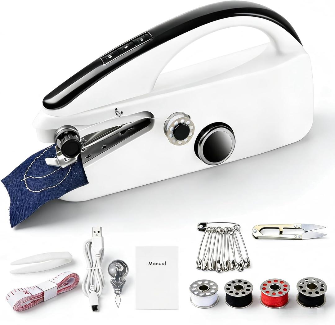 Handheld Sewing Machine, Portable Mini Sewing Machine for Beginners, Electric Hand Held Sewing Machine for Adults, Easy To Use Sewing for Clothes and Fabrics Crafts