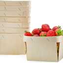 Cornucopia Brands Quart Wooden Berry Baskets (8-Pack); 5.75-Inch Square Vented Wood Boxes for Fruit Picking, Easter or Arts & Crafts