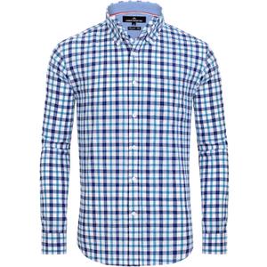 Alimens & Gentle Men's Plaid Button Down Shirts Cotton Long Sleeve Dress Shirts Regular Fit Gingham Shirts, XL