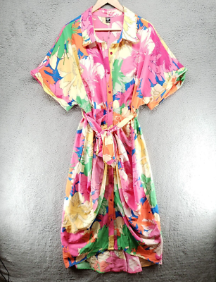 SHEIN Women's Curve 2XL VCAY Allover Floral Print Batwing Sleeve Shirt Dress