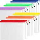 SUNEE 12pcs Mesh Zipper Pouch 11x16, Large Storage Bags for Board Game & Puzzle Organizing, Reusable Plastic Zip Organizer for Travel (A3, 6 Colors) (Multicolored)