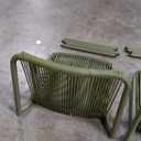 Christopher Knight Home Set of 2 Burgess Minimalist Patio Wicker Stacking Dining Chairs, Outdoor PE Rattan Accent Armless Chair, Sturdy Metal Frame Garden/Porch/Backyard Stackable Side Chair, Green (Minor defect on cord alignment/tie at the backrest area.)