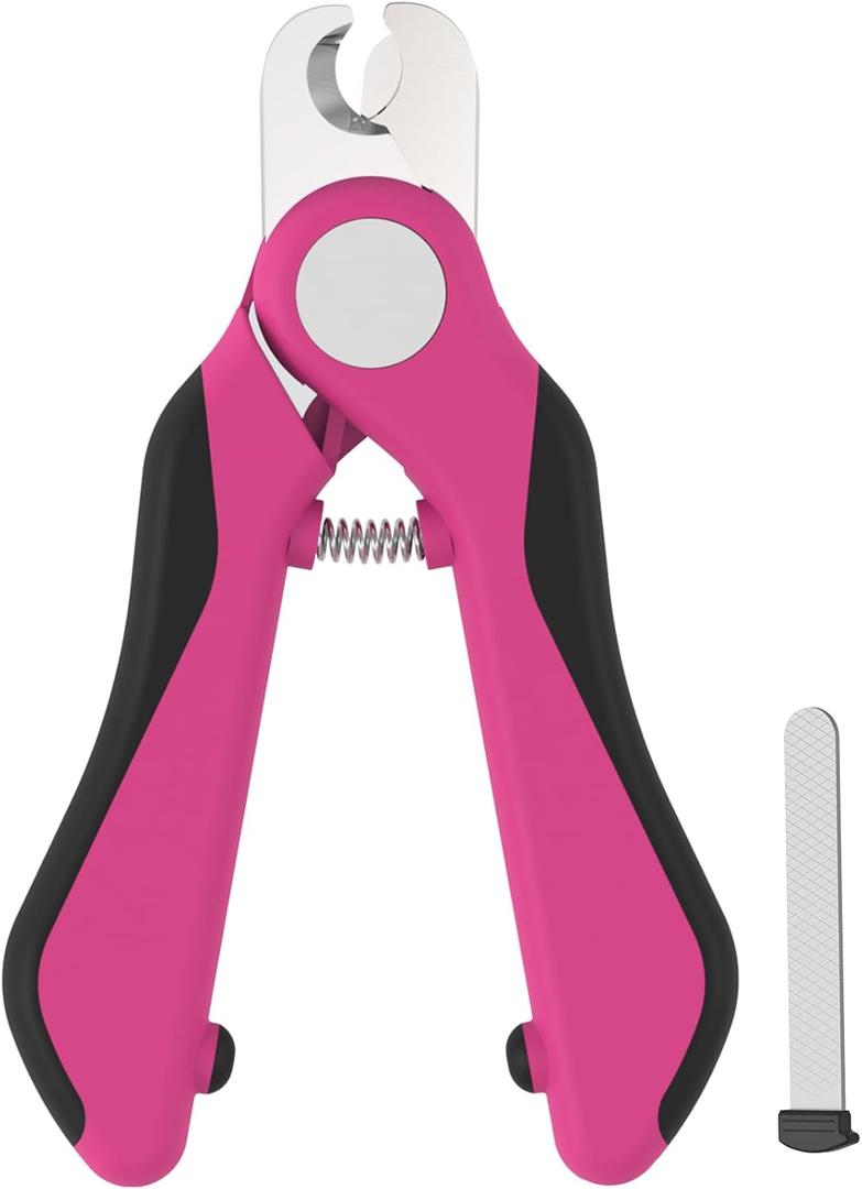 Swihauk Heavy Duty Dog Nail Clippers and Trimmers, Professional Pet Nail Horse Clippers with Nail File for Dogs Cats Small Animal, Claw Clippers with Safety Guard to Prevent Over-Cutting, Pink