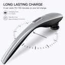 MEGAWISE Handheld Back Massager | Deep Tissue Percussion Massage for Back, Neck, Shoulders, Waist and Legs (Cordless Silver)