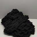Adyrescia Chunky Knit Blanket Throw | 100% Hand Knit with Jumbo Chenille Yarn (40"x50", Raven Black)