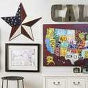Y&K Decor American Barn Star US Flag Star Outdoor Decor Metal Barn Patriotic Wall Decoration July 4th Country Patriotic Wall Ornament Outdoor Decoration
