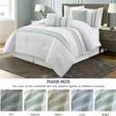 LANCO MODERN LIFESTYLE 7 Piece Comforter Set, Sage White, King Size, Boho Style Geometric Microfiber Embroidery, Bed in a Bag with Bedskirt, Pillow Shams and Decor Pillows