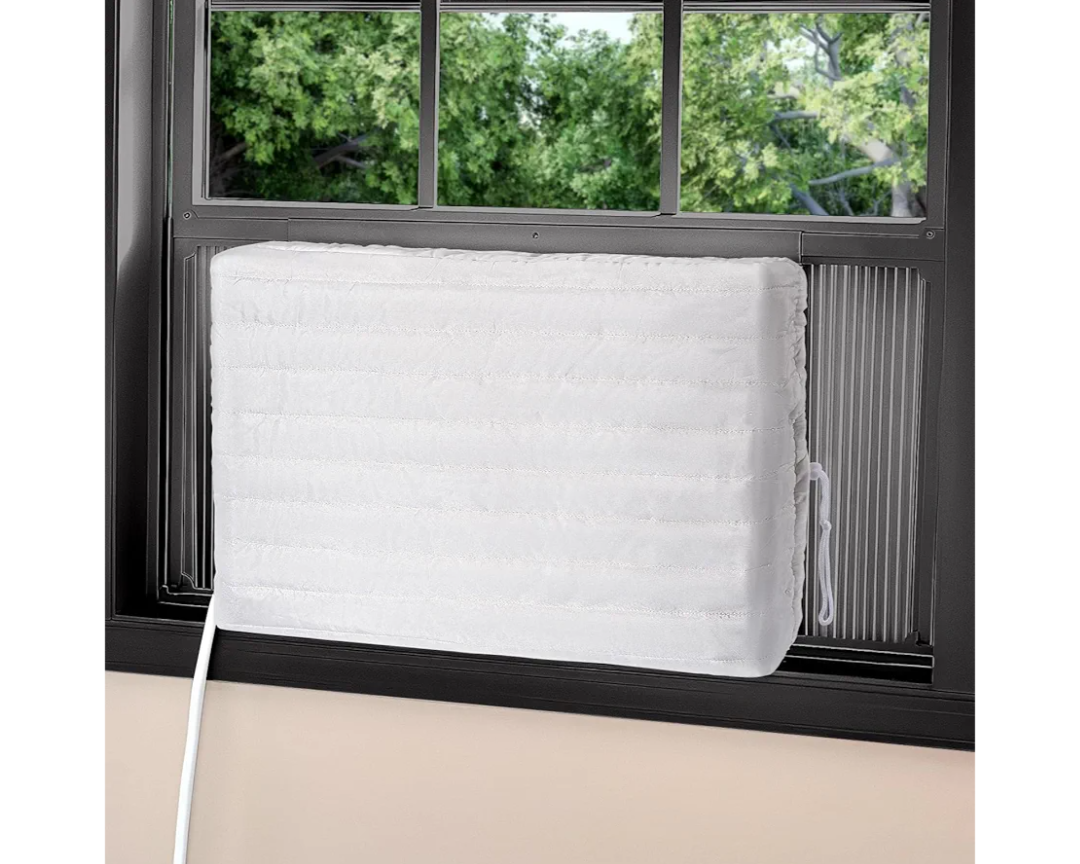 FORSPARK Indoor Air Conditioner Cover, AC Covers for Inside with Free Drawstring, 28 x 20 x 3.5 inches (L x H x D) - White