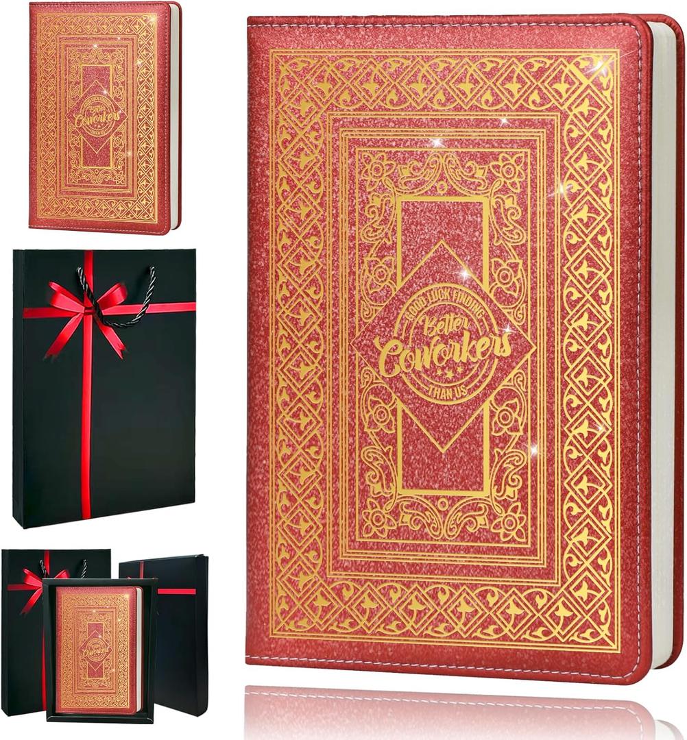 Appreciation Gifts For Coworkers,A5 Hardcover Leather Journal for Women - 200 Pages Premium Paper Notebook, Coworker Journal Notebook for School, Work (Coworker Red)