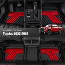Multi-Color Floor Mats for Toyota Tundra 2022-2026 CrewMax, Racing Red | Fits Tundra CrewMax Cab 2022-2026, 1st & 2nd Row, All Weather Anti-Slip Waterproof Floor Liners, Full Coverage Protection
