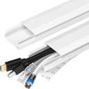 TV Cable Hider - 62.8in PVC Cord Hider Cable Management Wall, Paintable Cord Concealer for Wall Mounted TV, Cables Raceway White Wire Hider, Wall Wire Covers for Cords, 4* L15.7in *W1.2in *H0.59in